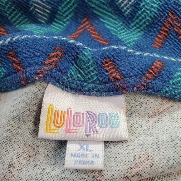 LuLaRoe Azure A-Line Skirt Blue Teal Red Elastic Pull On‎ Waist XL - Picture 4 of 11